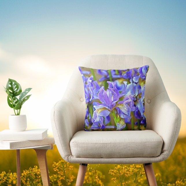 Lovely Purple Irises in May Throw Pillow (Creator Uploaded)