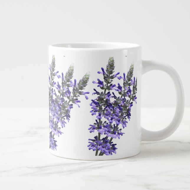 Lovely Purple Lavender Herb Flower on Ceramic Giant Coffee Mug (Right)