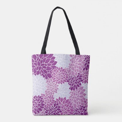 Lovely Purple Lavender Lilac White Dahlia Floral Tote Bag