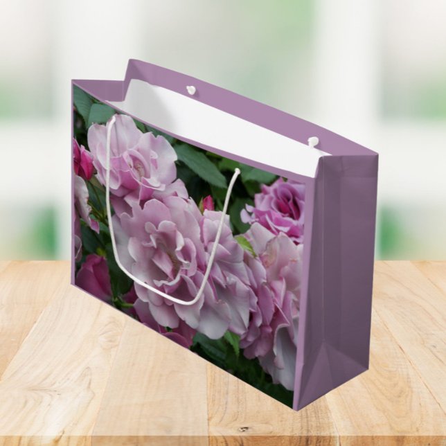 Lovely Purple Roses Floral Large Gift Bag (In Situ)