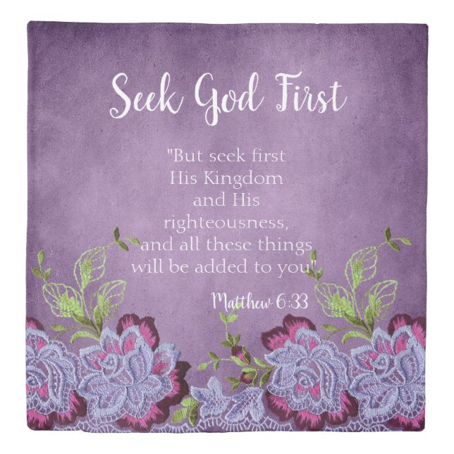 Lovely Purple Seek God First Duvet Cover (Front)