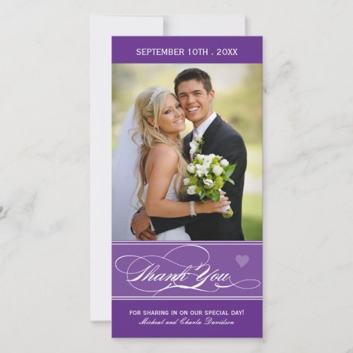 Lovely Purple Thank You Photo Card 4x8