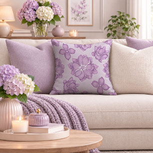 Lovely Purple Wildflower Decorative Throw Pillow