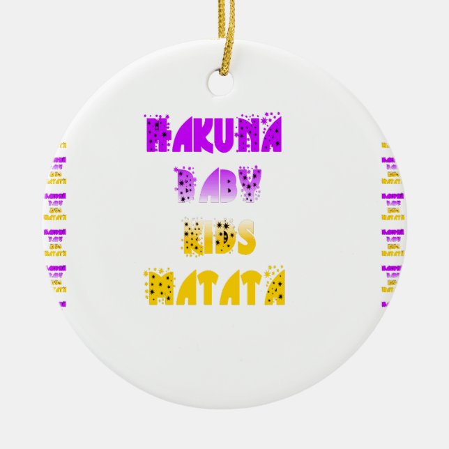 Lovely Purple & Yellow Hakuna Matata Baby Kids Gra Ceramic Ornament (Front)