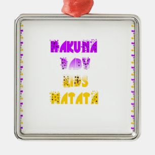Lovely Purple & Yellow Hakuna Matata Baby Kids Gra Metal Ornament