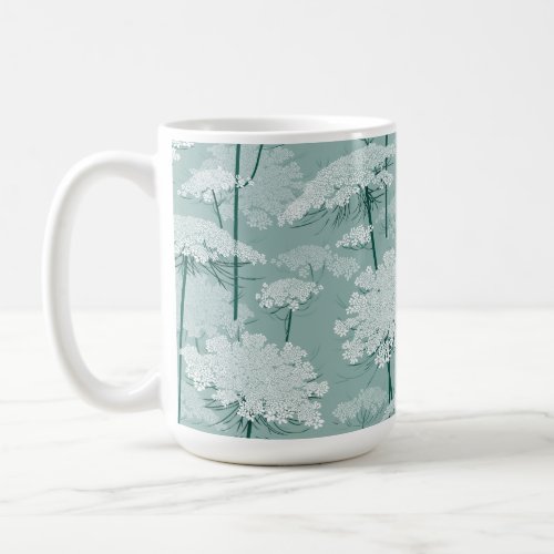 Lovely Queen Annes Lace  White  Mint Coffee Mug