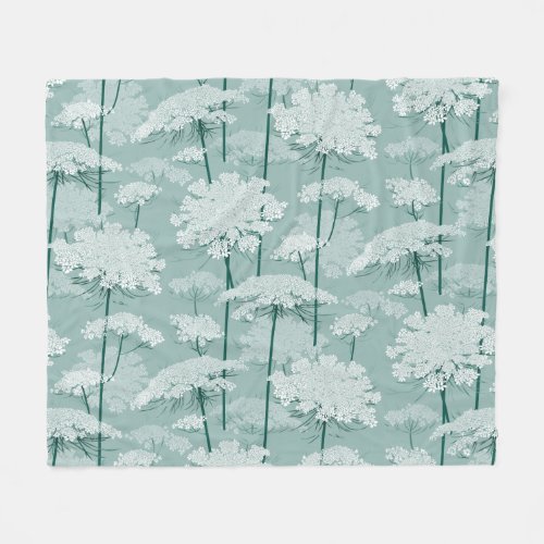 Lovely Queen Annes Lace  White  Mint Fleece Blanket