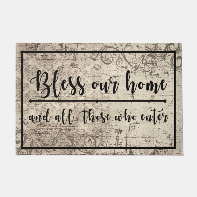 Lovely Quotes Mat, Bless this Home Rug  (Front)