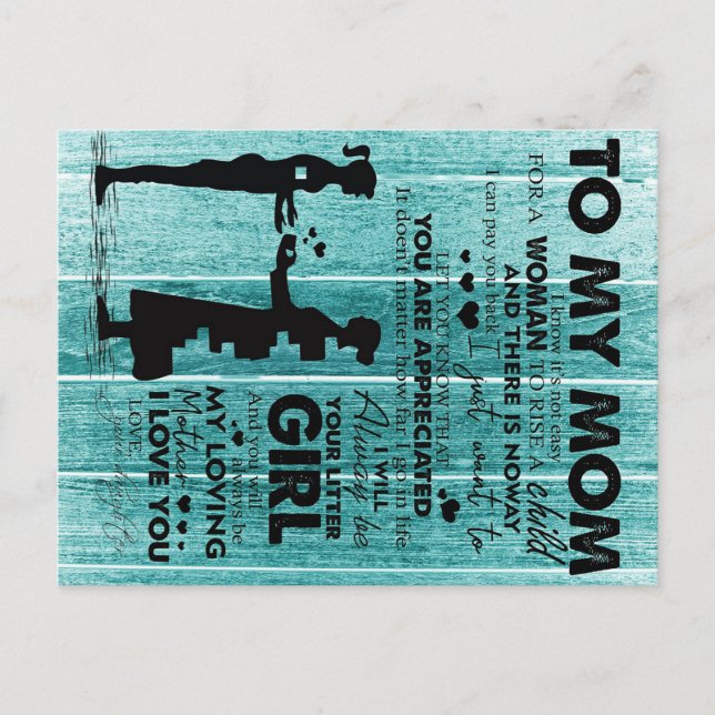 Lovely Quotes To My Mom | Gift For Mother Announcement Postcard (Front)