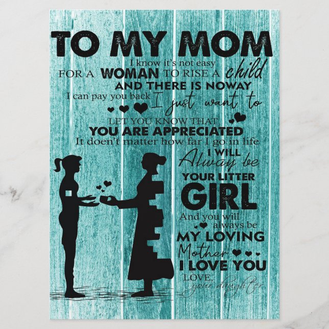 Lovely Quotes To My Mom | Gift For Mother Menu (Front)