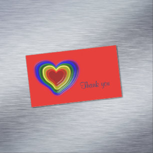 lovely rainbow heart business card magnet