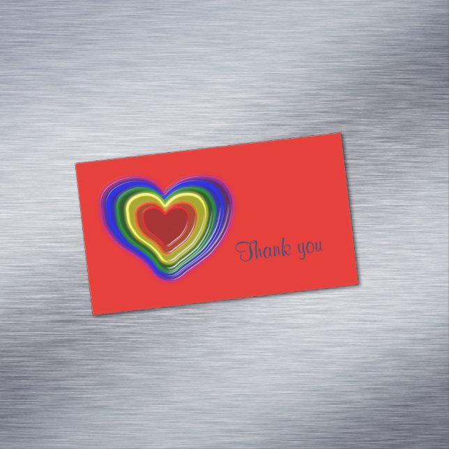 lovely rainbow heart business card magnet (In Situ)