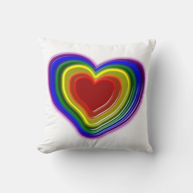 lovely rainbow heart throw pillow (Front)