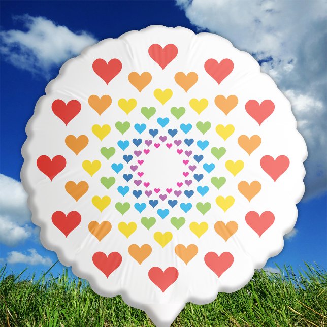 Lovely rainbow of hearts balloon (This balloon has many hearts in the colors of the rainbow.)