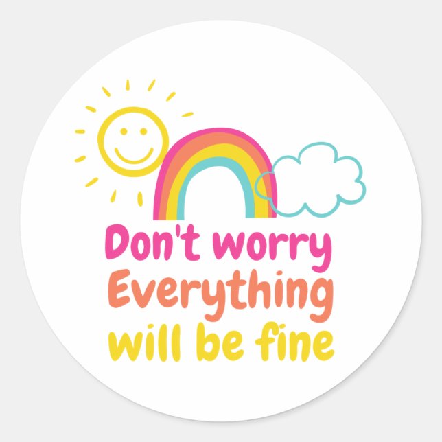 Lovely Rainbow, Sun and Cloud   Classic Round Sticker (Front)