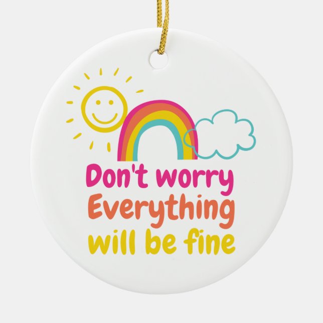 Lovely Rainbow, Sun and Cloud  Magnet Ceramic Ornament (Front)