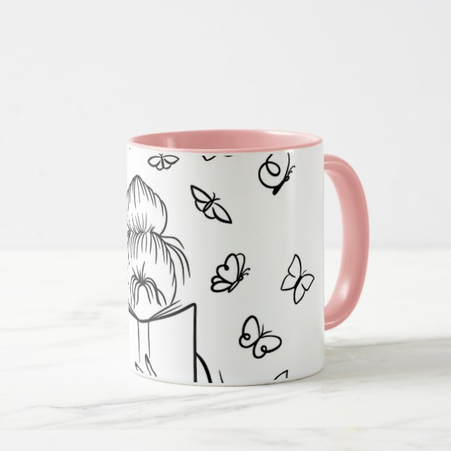 Lovely Reader Pink Coffee Mug (Front Right)