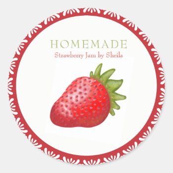 Lovely Realistic Strawberry Graphic Business Card Classic Round Sticker by colourfuldesigns at Zazzle