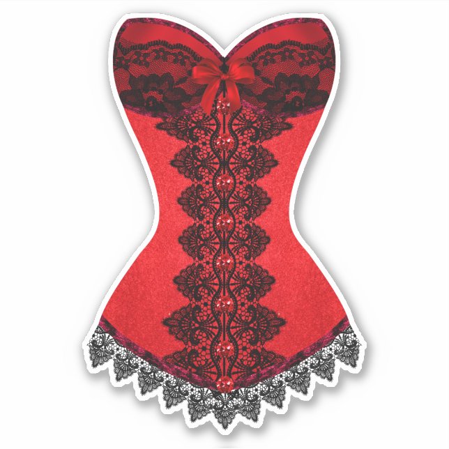 Lovely red and black Lingerie Sticker (Front)
