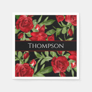 Lovely Red and Black with Red Trim Custom Napkins