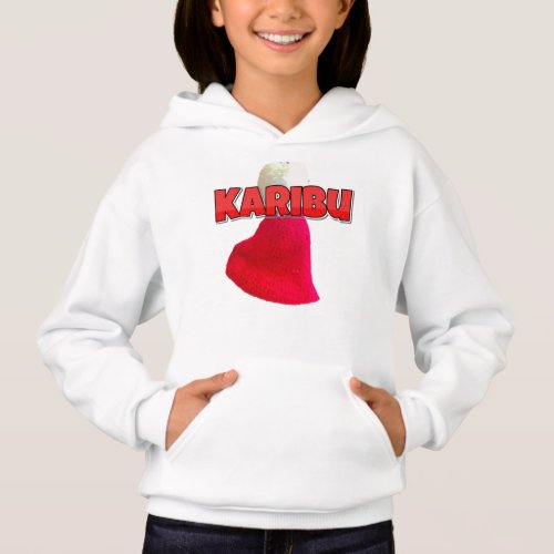 Lovely Red and White Karibu Text Hoodie