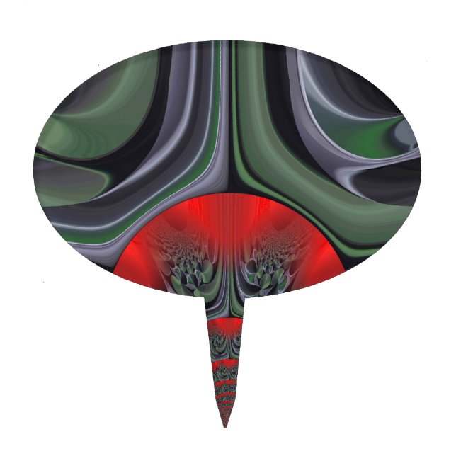 Lovely Red Aurora Art Print Cake Topper (Front)