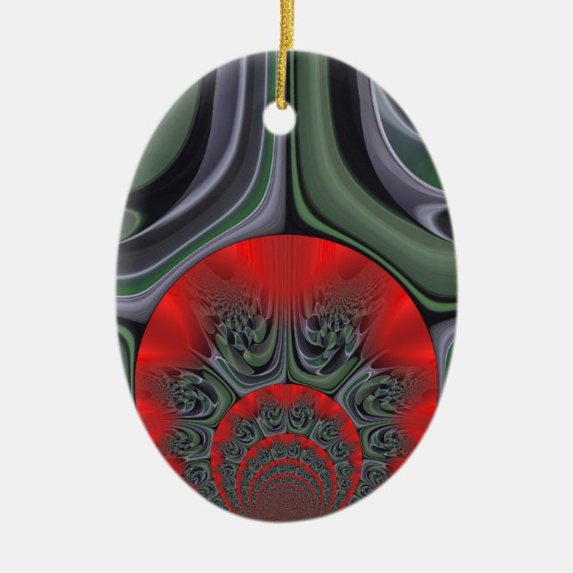 Lovely Red Aurora Art Print Ceramic Ornament (Front)
