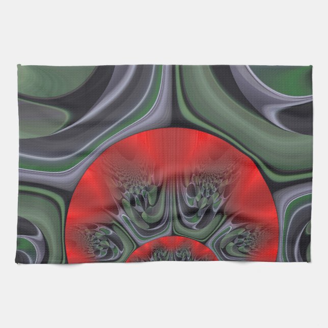 Lovely Red Aurora Art Print Kitchen Towel (Horizontal)