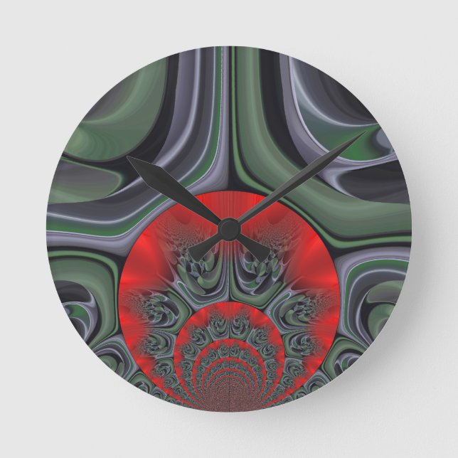 Lovely Red Aurora Art Print Round Clock (Front)