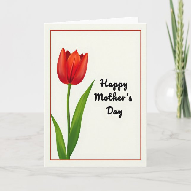 Lovely Red Blossom Day Card (Front)