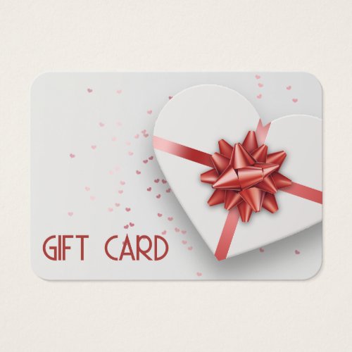 Lovely Red Bow White Heart Gift Box Gift Card