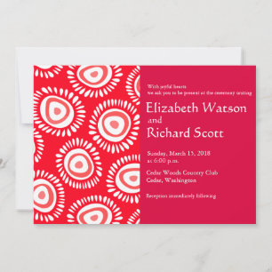 Lovely red funky flowers wedding invitation