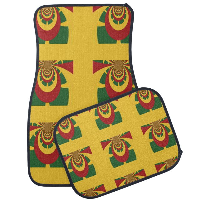 Lovely Red Golden Green  Latest Design  Car Floor Mat (Set)