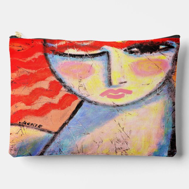 Lovely Red Head Abstract Art Accessory Pouch (Front)