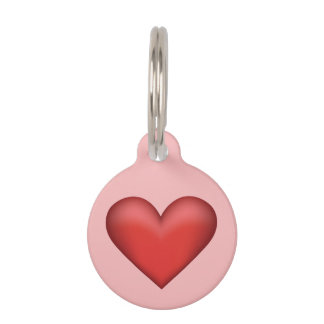 Lovely Red Heart Illustration With Pet's Info Pet ID Tag