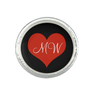 lovely red heart personalized ring