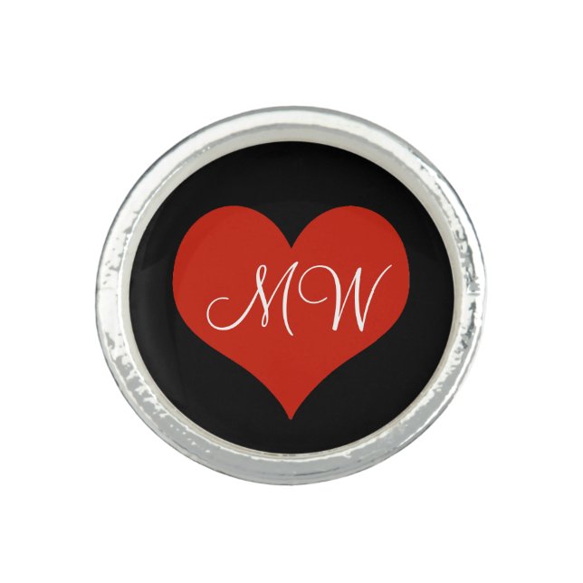 lovely red heart personalized ring (Front)
