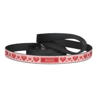 Lovely Red Hearts And A Personalizable Pet Name Pet Leash