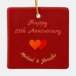 Lovely Red Hearts in Love Ceramic Ornament