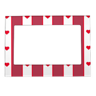 Lovely Red Hearts Valentines Day White Lines Love Magnetic Frame
