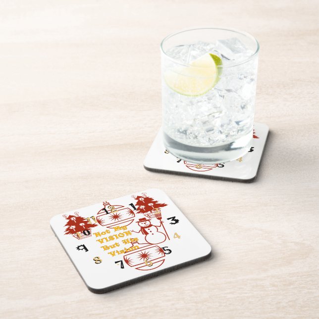 Lovely red Home for Christmas Vision Beverage Coaster (Right Side)