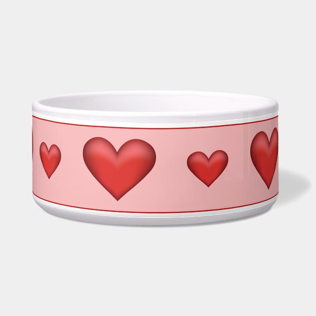 Lovely Red Illustrated Hearts Bowl (Front)
