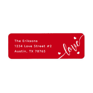 Lovely Red Valentine Return Address Label