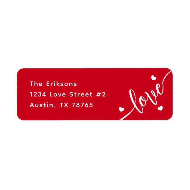 Lovely Red Valentine Return Address Label (Front)
