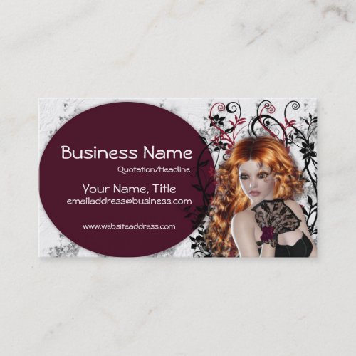 Lovely Redhead Lady  - Fantasy Business Cards