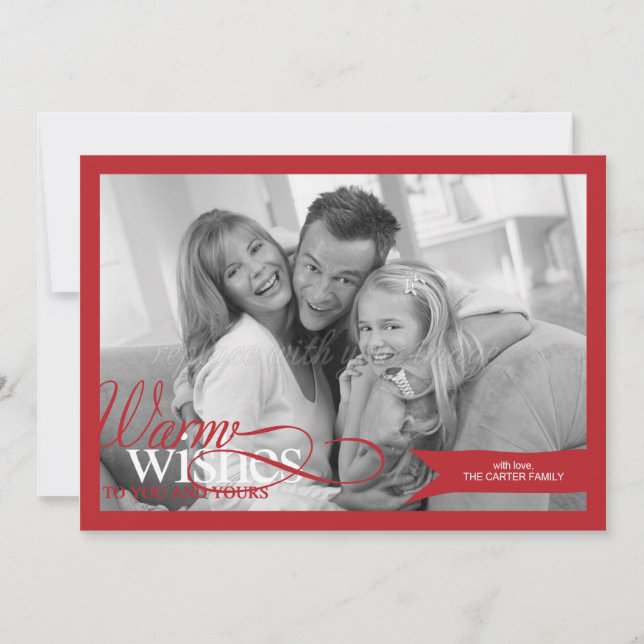 Lovely Ribbon Christmas/ Holiday Photo Card (Front)