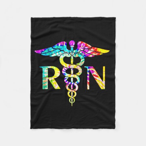 Lovely RN Registered Nurse Tie Dye Fleece Blanket