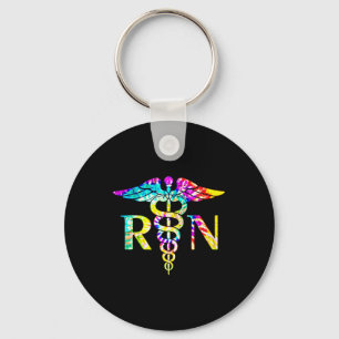 Lovely RN Registered Nurse Tie Dye   Keychain