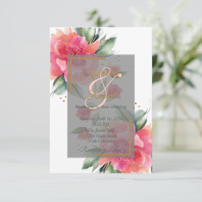Lovely Rose garden budget wedding Invitation (Standing Front)