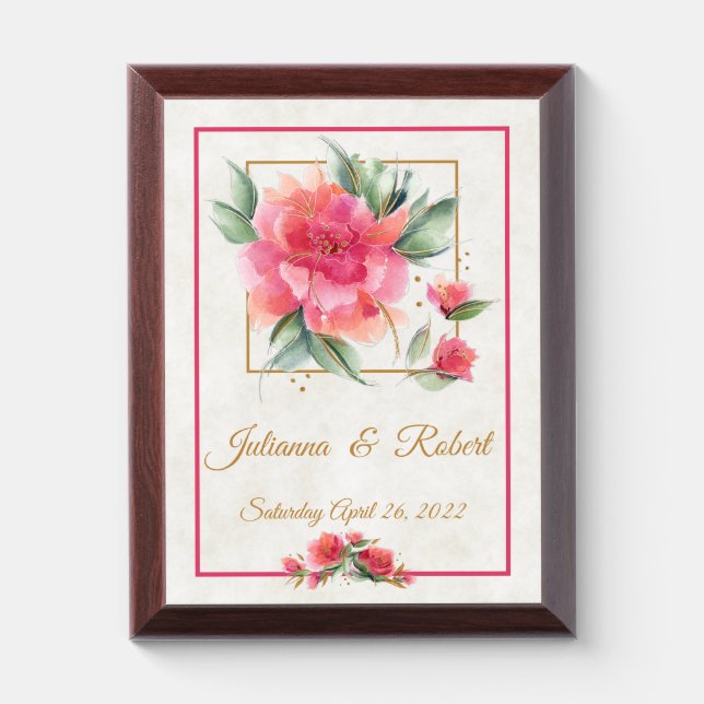 Lovely rose garden budget wedding memory Plaque (Vertical)
